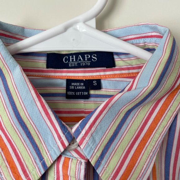 Women's CHAPS Colorful Striped Button Up Shirt size Small - Picture 4 of 8